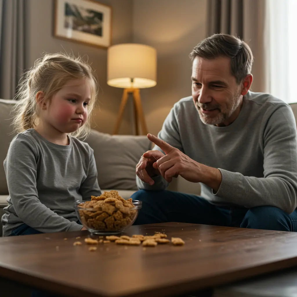 a parent is explaining to a child about the Sesame allergy